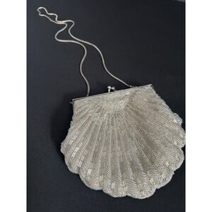 Vintage Sea Shell Clamshell Beaded Clutch Crossbody Evening Bag Purse Jeromes